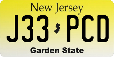 NJ license plate J33PCD
