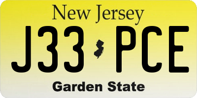 NJ license plate J33PCE