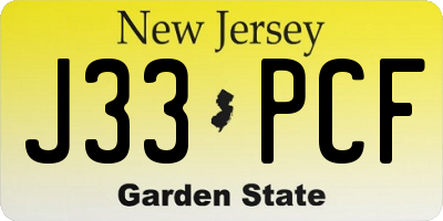NJ license plate J33PCF
