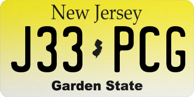 NJ license plate J33PCG