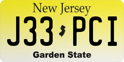 NJ license plate J33PCI