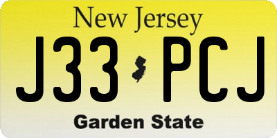 NJ license plate J33PCJ