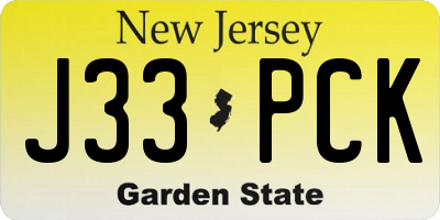 NJ license plate J33PCK