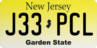 NJ license plate J33PCL