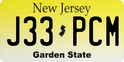NJ license plate J33PCM