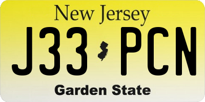 NJ license plate J33PCN