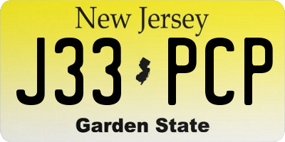 NJ license plate J33PCP