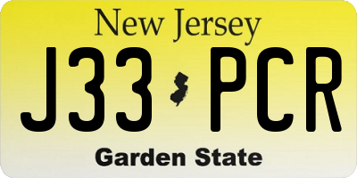 NJ license plate J33PCR