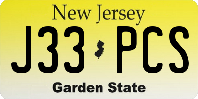 NJ license plate J33PCS