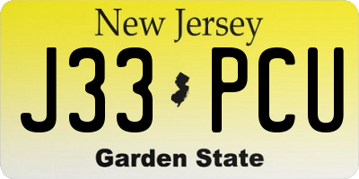 NJ license plate J33PCU