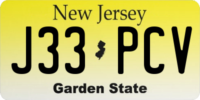 NJ license plate J33PCV
