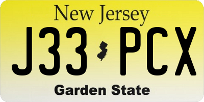 NJ license plate J33PCX