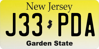 NJ license plate J33PDA