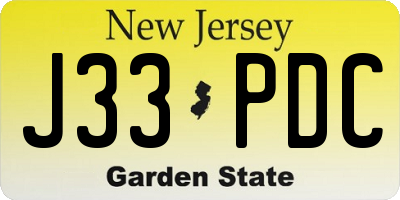 NJ license plate J33PDC