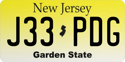 NJ license plate J33PDG