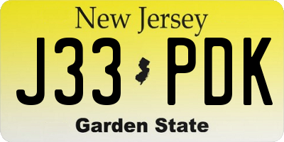 NJ license plate J33PDK