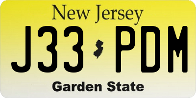 NJ license plate J33PDM
