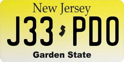 NJ license plate J33PDO