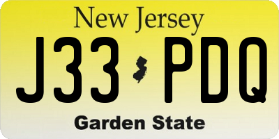 NJ license plate J33PDQ