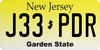NJ license plate J33PDR