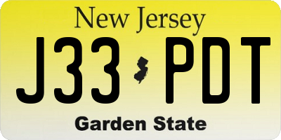 NJ license plate J33PDT