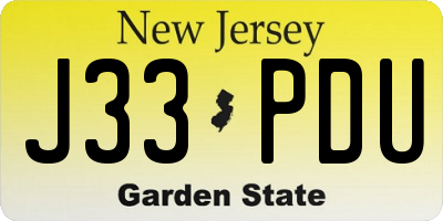 NJ license plate J33PDU