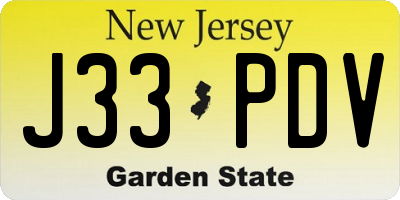NJ license plate J33PDV
