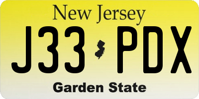 NJ license plate J33PDX