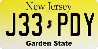 NJ license plate J33PDY