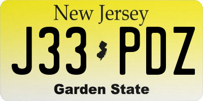 NJ license plate J33PDZ