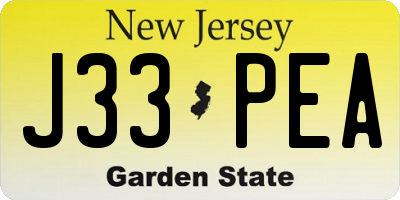 NJ license plate J33PEA