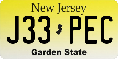 NJ license plate J33PEC