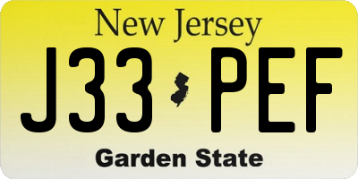 NJ license plate J33PEF