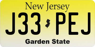 NJ license plate J33PEJ