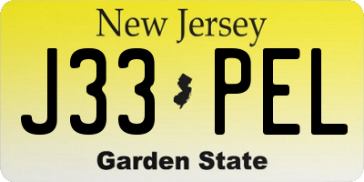 NJ license plate J33PEL