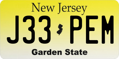 NJ license plate J33PEM