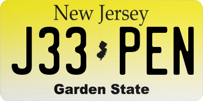 NJ license plate J33PEN