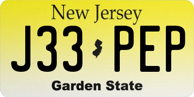NJ license plate J33PEP