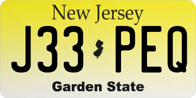 NJ license plate J33PEQ