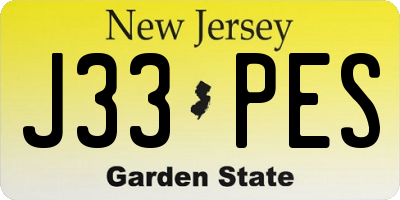 NJ license plate J33PES