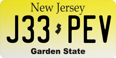 NJ license plate J33PEV