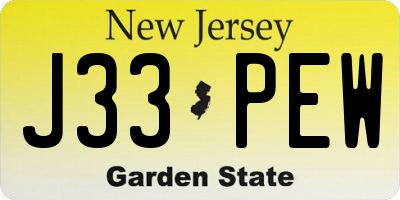 NJ license plate J33PEW
