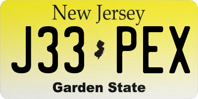 NJ license plate J33PEX