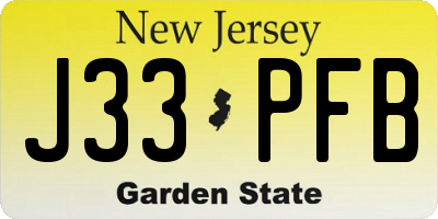 NJ license plate J33PFB