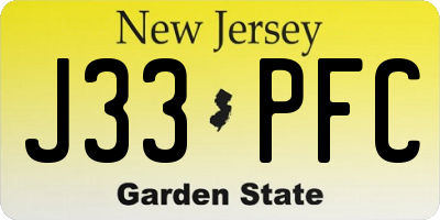 NJ license plate J33PFC