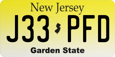 NJ license plate J33PFD