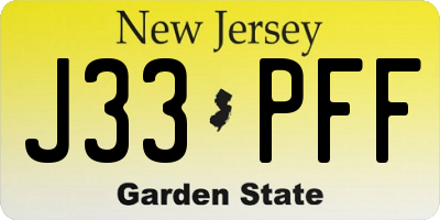 NJ license plate J33PFF