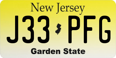 NJ license plate J33PFG