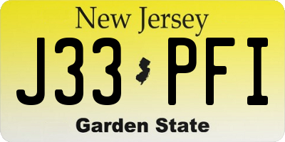 NJ license plate J33PFI