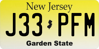 NJ license plate J33PFM